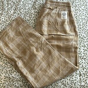 Adidas plaid elastic waist pants